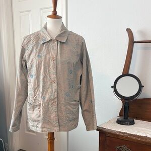 Denim&Co khaki Jacket with Teal Accents